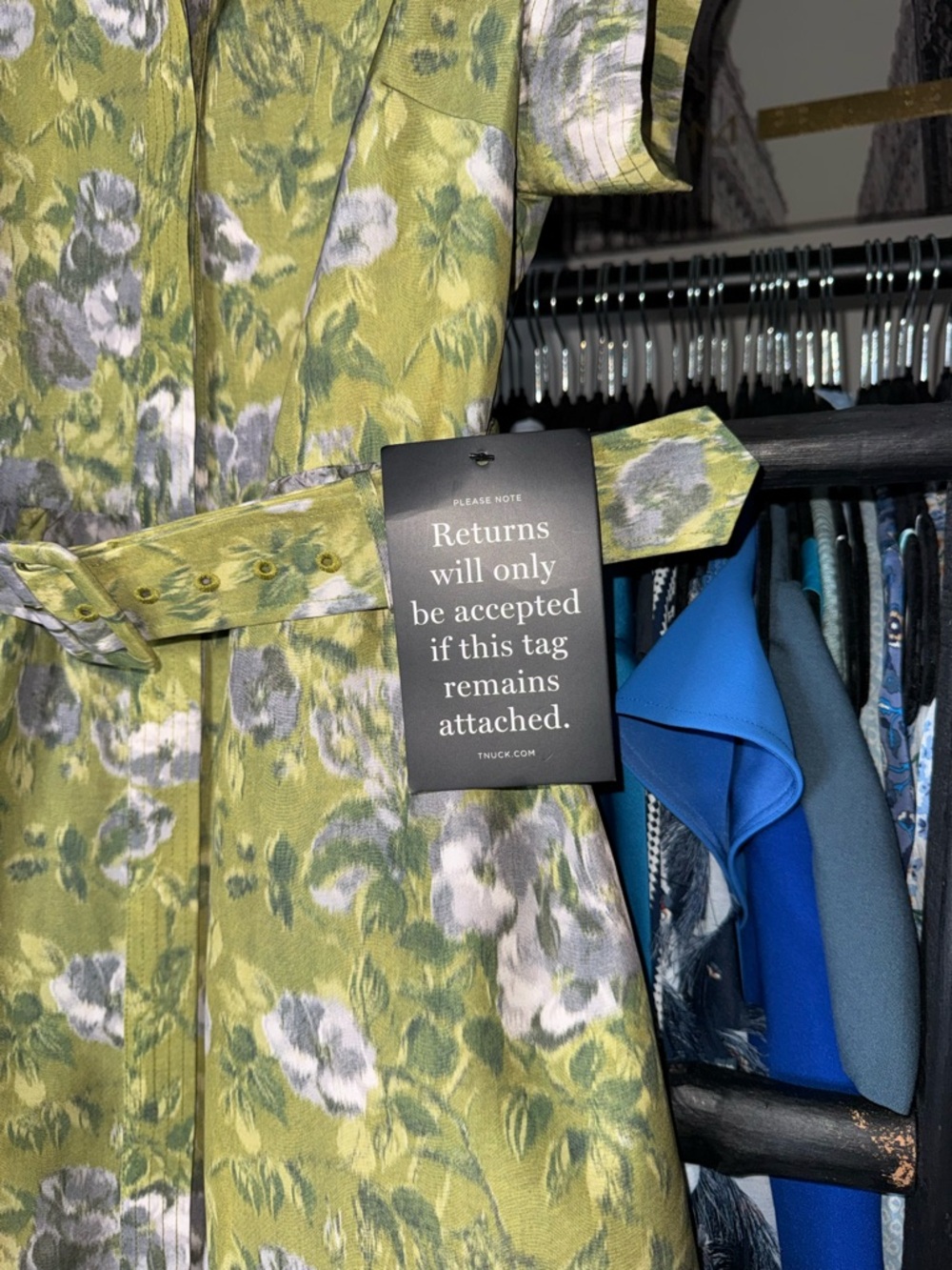 Tuckernuck Chloe Muted Meadows Green Gardens Midi Dress Belted Floral Large New - Picture 13 of 14